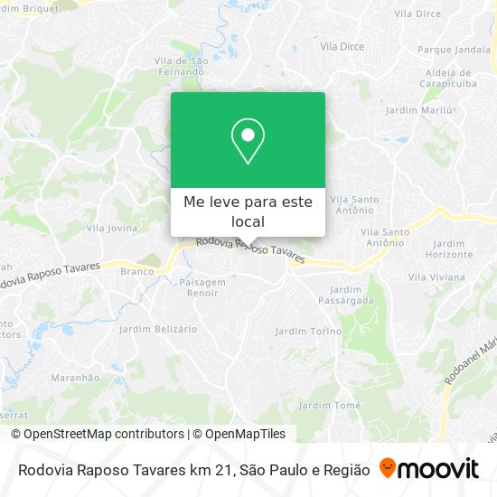 Rodovia Raposo Tavares km 21 mapa