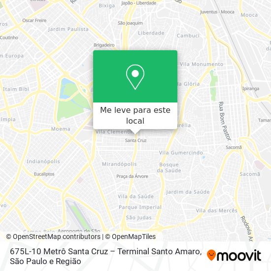 675L-10 Metrô Santa Cruz – Terminal Santo Amaro mapa