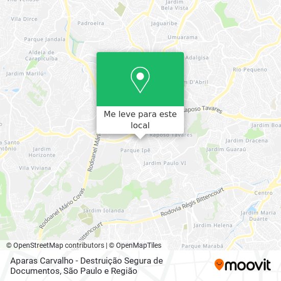 Aparas Carvalho - Destruição Segura de Documentos mapa