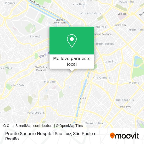 Pronto Socorro Hospital São Luiz mapa