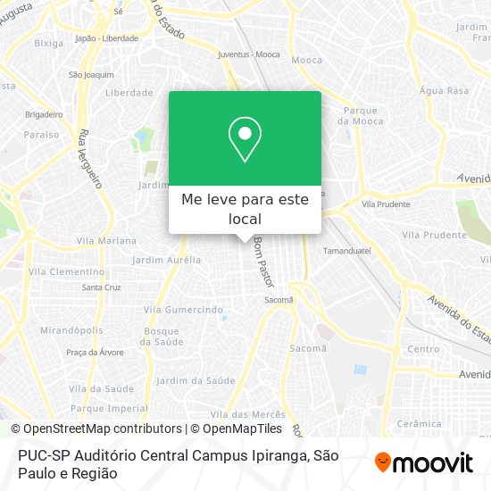 PUC-SP Auditório Central Campus Ipiranga mapa