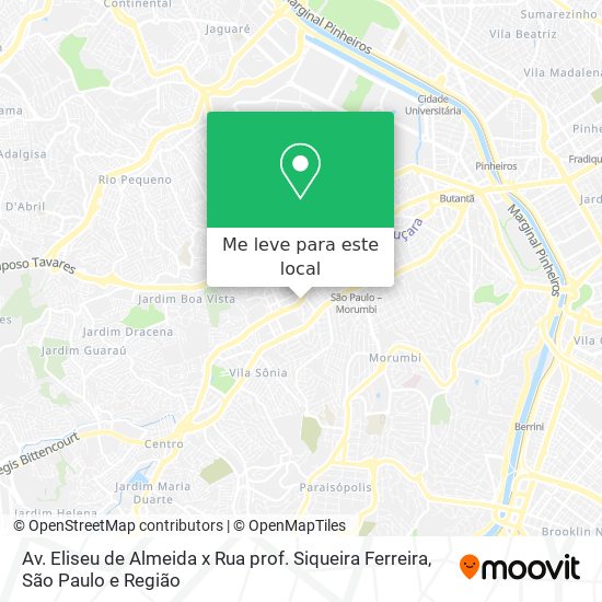 Av. Eliseu de Almeida x Rua prof. Siqueira Ferreira mapa