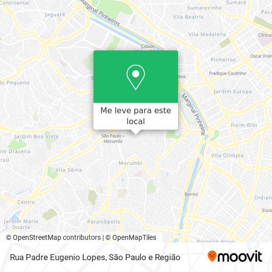 Como chegar até Rua Padre Eugênio Lopes em Morumbi de Ônibus, Metrô ou Trem?