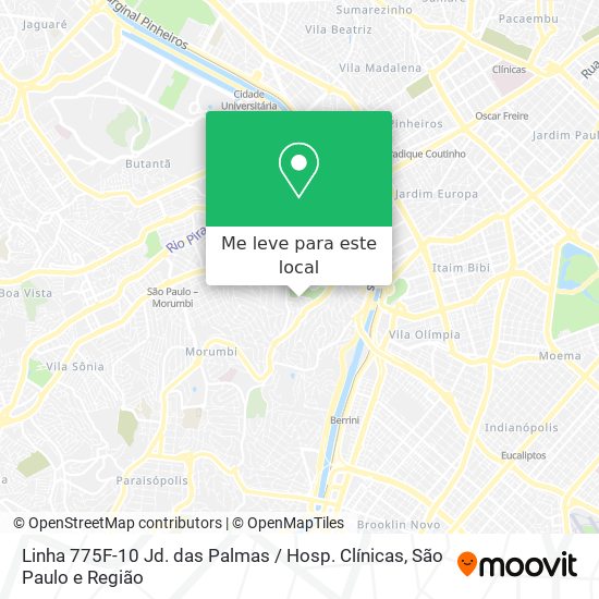 Linha 775F-10 Jd. das Palmas / Hosp. Clínicas mapa
