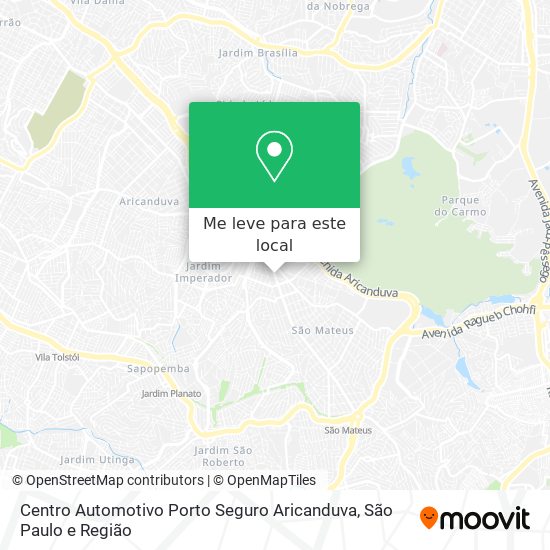 Centro Automotivo Porto Seguro Aricanduva mapa