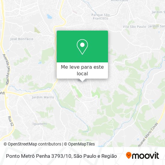 Ponto Metrô Penha 3793/10 mapa