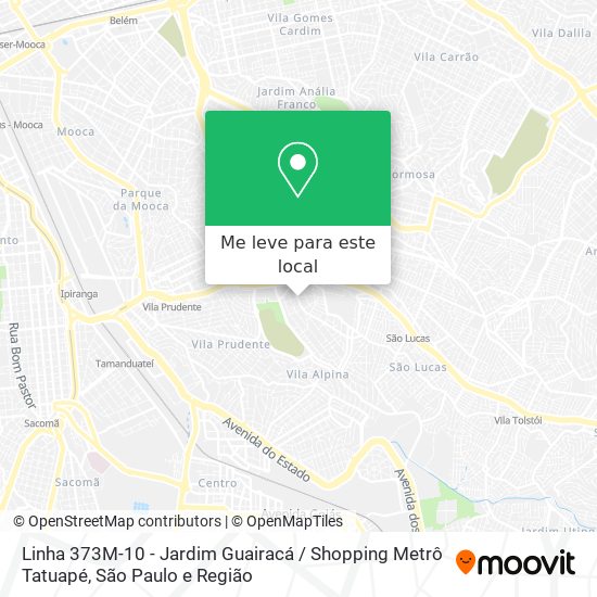 Linha 373M-10 - Jardim Guairacá / Shopping Metrô Tatuapé mapa