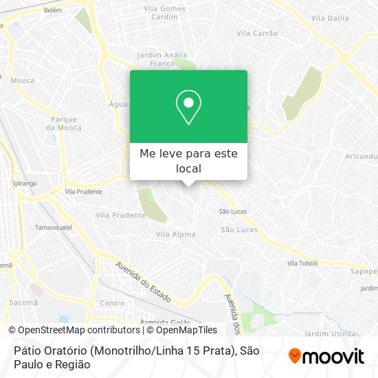 Pátio Oratório (Monotrilho / Linha 15 Prata) mapa
