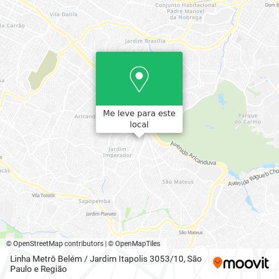 Linha Metrô Belém / Jardim Itapolis 3053 / 10 mapa