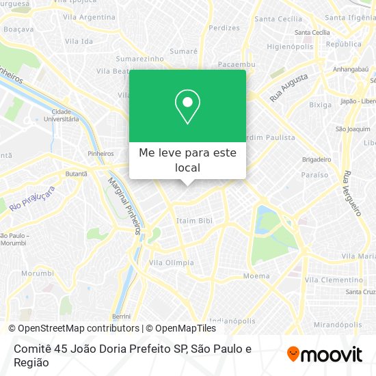 Comitê 45 João Doria Prefeito SP mapa