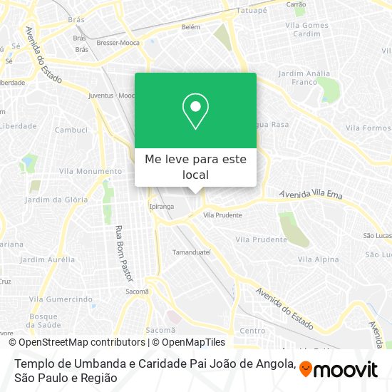 Templo de Umbanda e Caridade Pai João de Angola mapa