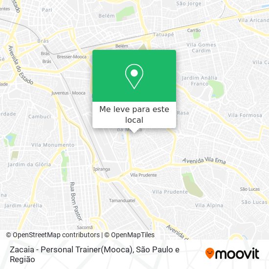 Zacaia - Personal Trainer(Mooca) mapa