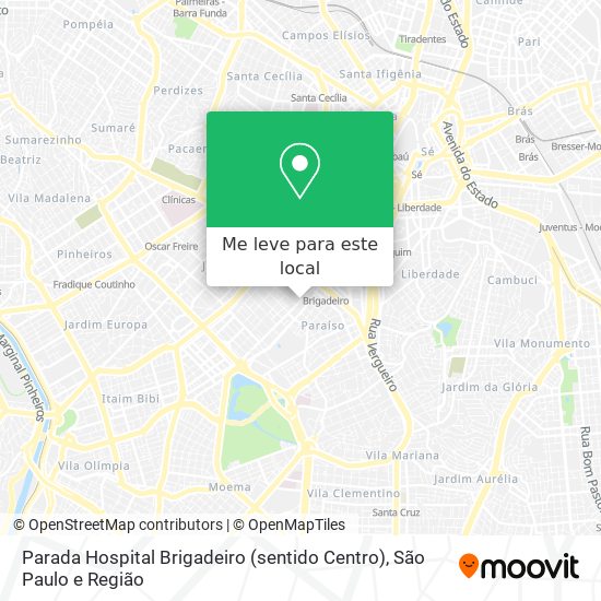 Parada Hospital Brigadeiro (sentido Centro) mapa