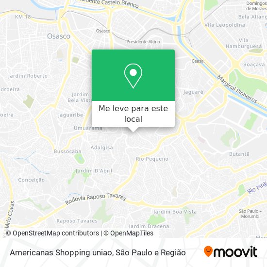 Americanas Shopping uniao mapa