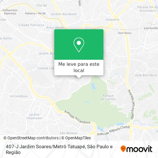 407-J Jardim Soares / Metrô Tatuapé mapa