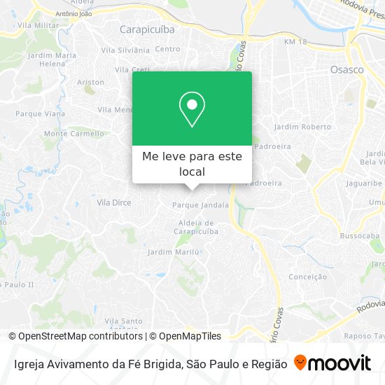 Igreja Avivamento da Fé Brigida mapa