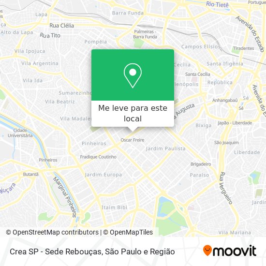 Crea SP - Sede Rebouças mapa