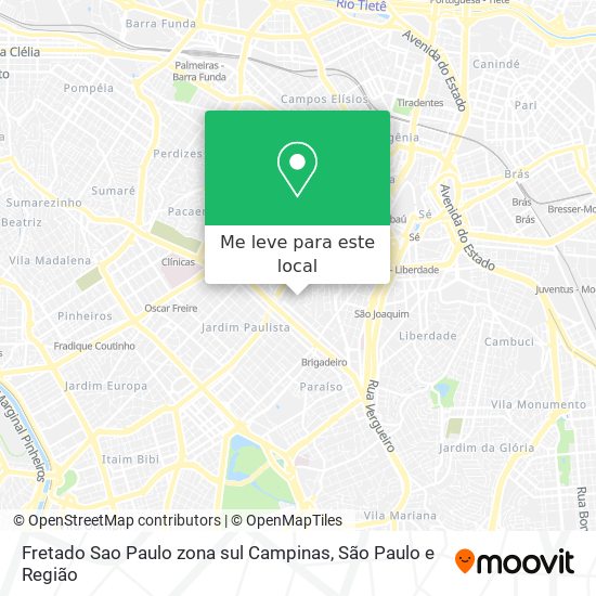 Fretado Sao Paulo zona sul Campinas mapa