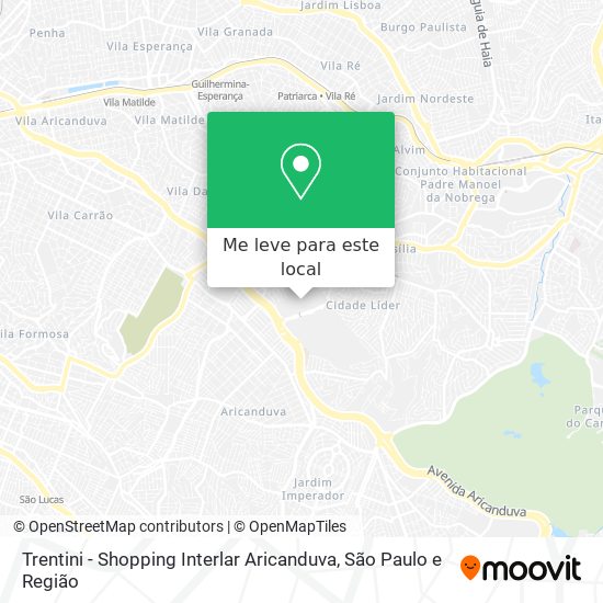 Trentini - Shopping Interlar Aricanduva mapa