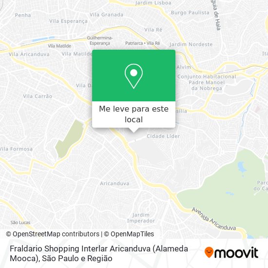 Fraldario Shopping Interlar Aricanduva (Alameda Mooca) mapa