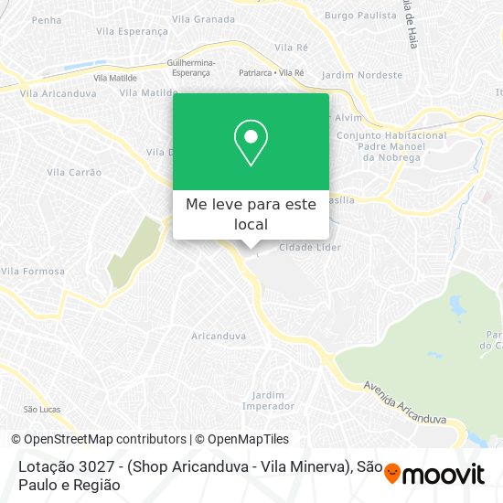 Lotação 3027 - (Shop Aricanduva - Vila Minerva) mapa