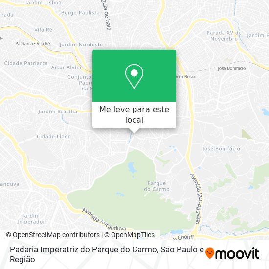 Padaria Imperatriz do Parque do Carmo mapa