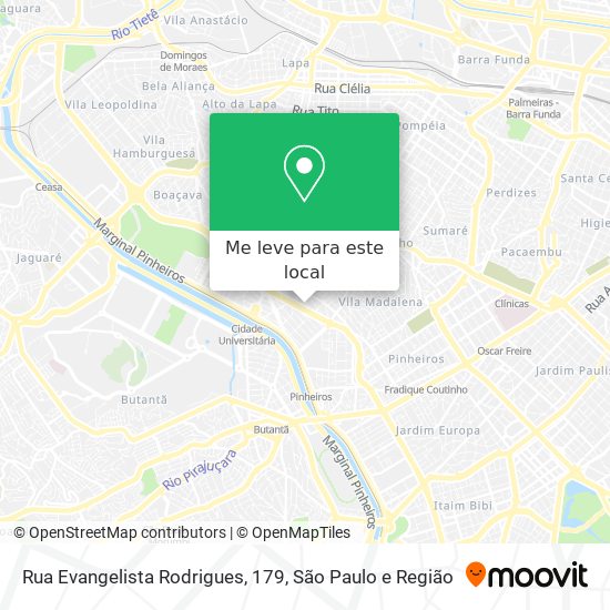 Rua Evangelista Rodrigues, 179 mapa