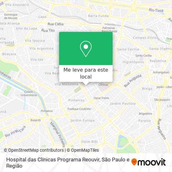 Hospital das Clínicas Programa Reouvir mapa