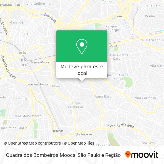 Quadra dos Bombeiros Mooca mapa