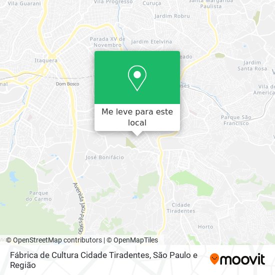 Fábrica de Cultura Cidade Tiradentes mapa