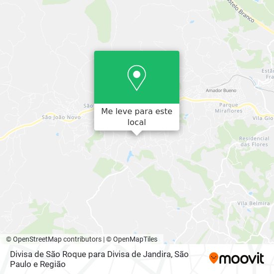 Divisa de São Roque para Divisa de Jandira mapa