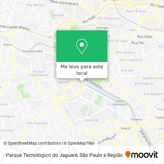 Parque Tecnológico do Jaguaré mapa