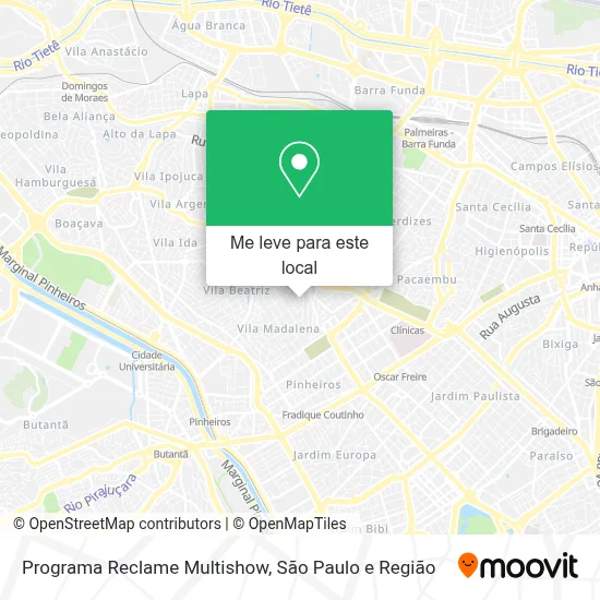 Programa Reclame Multishow mapa