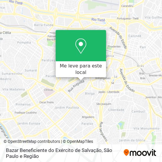 Bazar Beneficiente do Exército de Salvação mapa