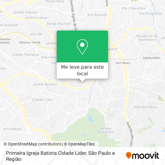 Primeira Igreja Batista Cidade Lider mapa