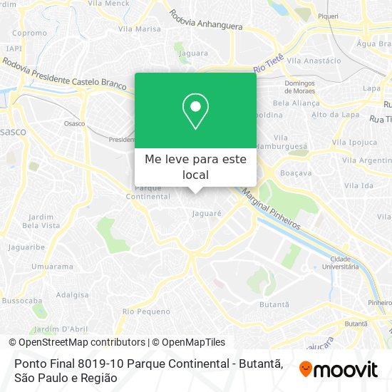 Ponto Final 8019-10 Parque Continental - Butantã mapa