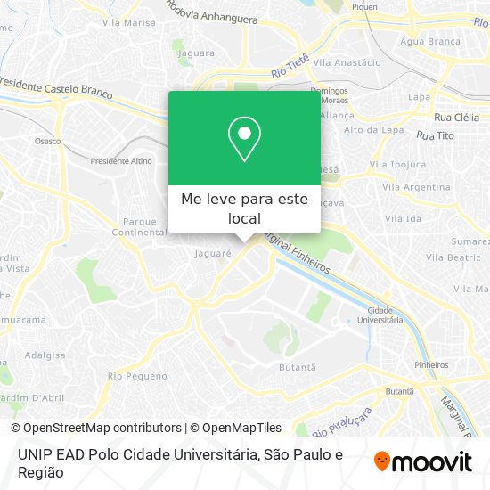 UNIP EAD Polo Cidade Universitária mapa