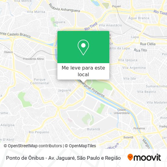 Ponto de Ônibus - Av. Jaguaré mapa