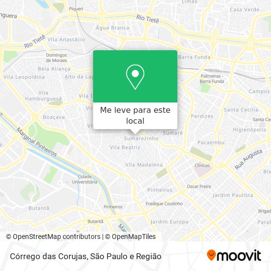 Córrego das Corujas mapa
