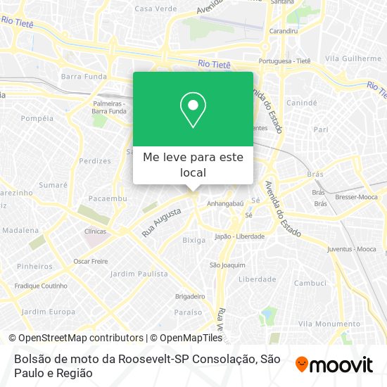 Bolsão de moto da Roosevelt-SP Consolação mapa