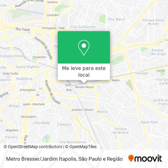 Metro Bresser/Jardim Itapolis mapa