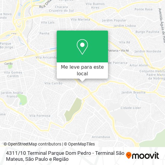 4311 / 10 Terminal Parque Dom Pedro - Terminal São Mateus mapa