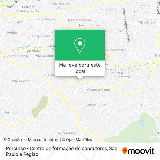 Percurso - Centro de formação de condutores mapa