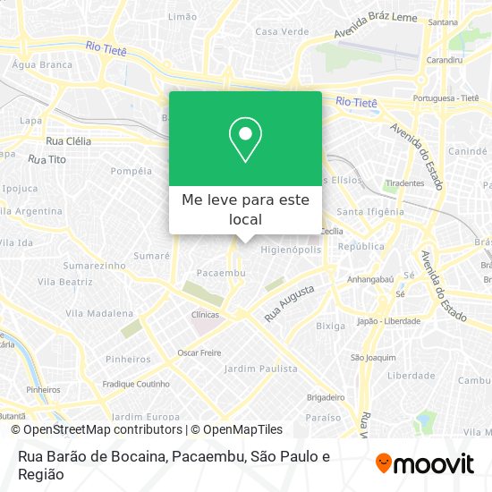 Rua Barão de Bocaina, Pacaembu mapa