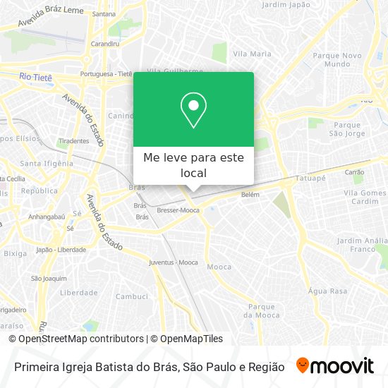 Primeira Igreja Batista do Brás mapa