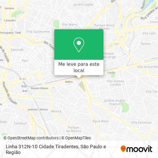 Linha 312N-10 Cidade Tiradentes mapa
