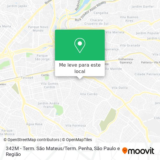 342M - Term. São Mateus / Term. Penha mapa