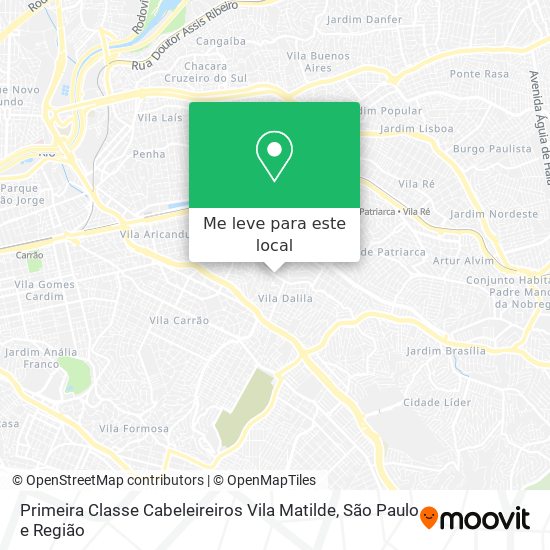 Primeira Classe Cabeleireiros Vila Matilde mapa