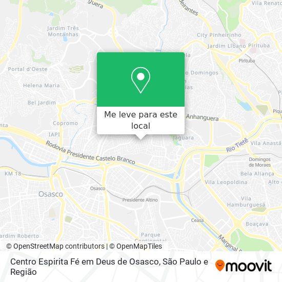 Centro Espirita Fé em Deus de Osasco mapa