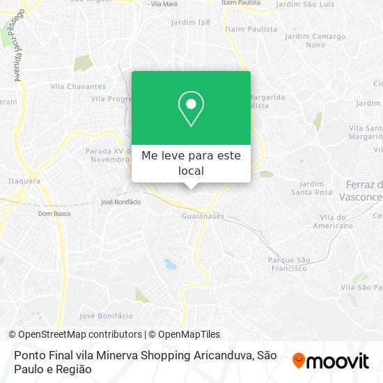 Ponto Final vila Minerva Shopping Aricanduva mapa